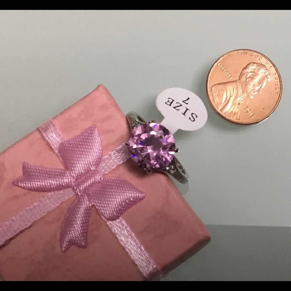 925 pink & white topaz ring - Picture 7 of 8